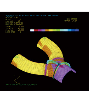 四国电力株式会社 土居川水压铁管FEM解析用应力分布图