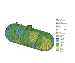 Stress contour display for ethylene tank FEM analysis